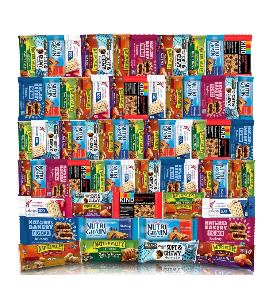 Veratify – Healthy Mixed Snack Box & Snacks Gift Variety Pack – Great for Home, Lunches, Work, Grab and Go, Office, Meetings – Breakfast Bars, Bulk Granola Bars, Snacks (Care Package 66 Count)