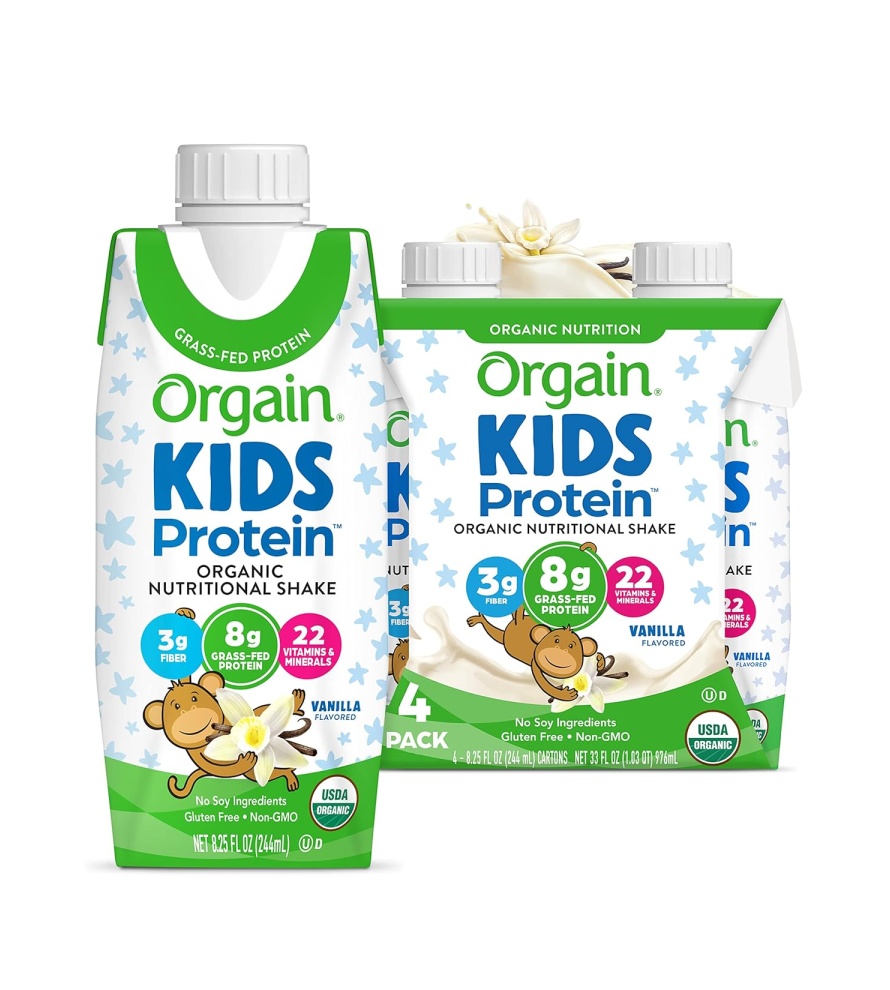 Orgain Organic Kids Nutritional Protein Shake, Chocolate – Kids Snacks with 8g Dairy Protein, 22 Vitamins & Minerals, Fruits & Vegetables, Gluten Free, Soy Free, Non-GMO, 8.25 Fl Oz (Pack of 12)