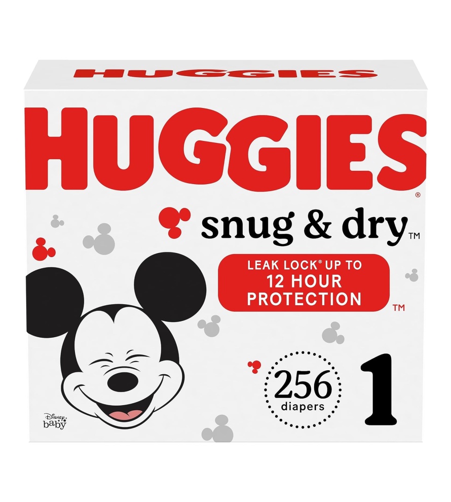 Huggies Size 1 Diapers, Snug & Dry Newborn Diapers, Size 1 (8-14 lbs), 108 Count