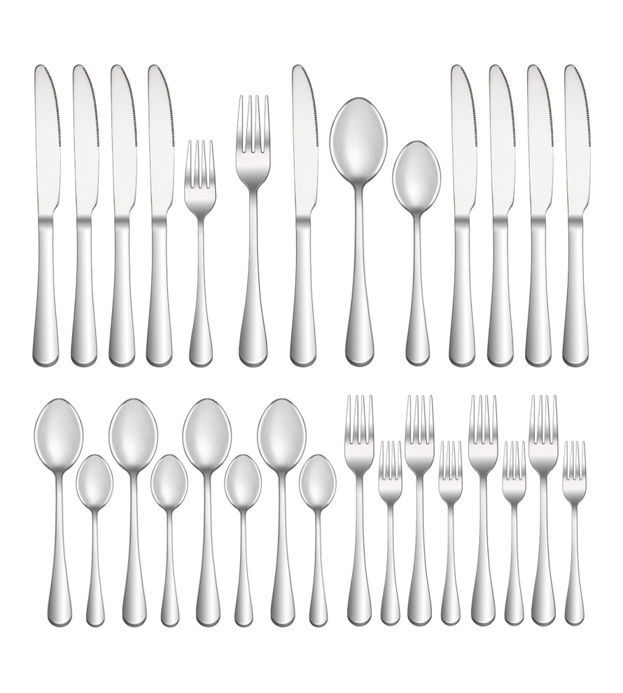 40 Piece Silverware Set Service for 8,Premium Stainless Steel Flatware Set,Mirror Polished Cutlery Utensil Set,Durable Home Kitchen Eating Tableware Set,Include Fork Knife Spoon Set,Dishwasher Safe