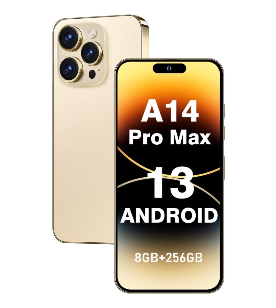 XUANMEIKE A14 ProMax Unlocked Cell Phones Android 13 Smart Phone with Dynamic Island 8GB+256GB Mobile Phones 6.8″ FHD Screen 50MP+24MP/6800 mAh/Dual SIM/Face ID/Snapdragon 8cen2