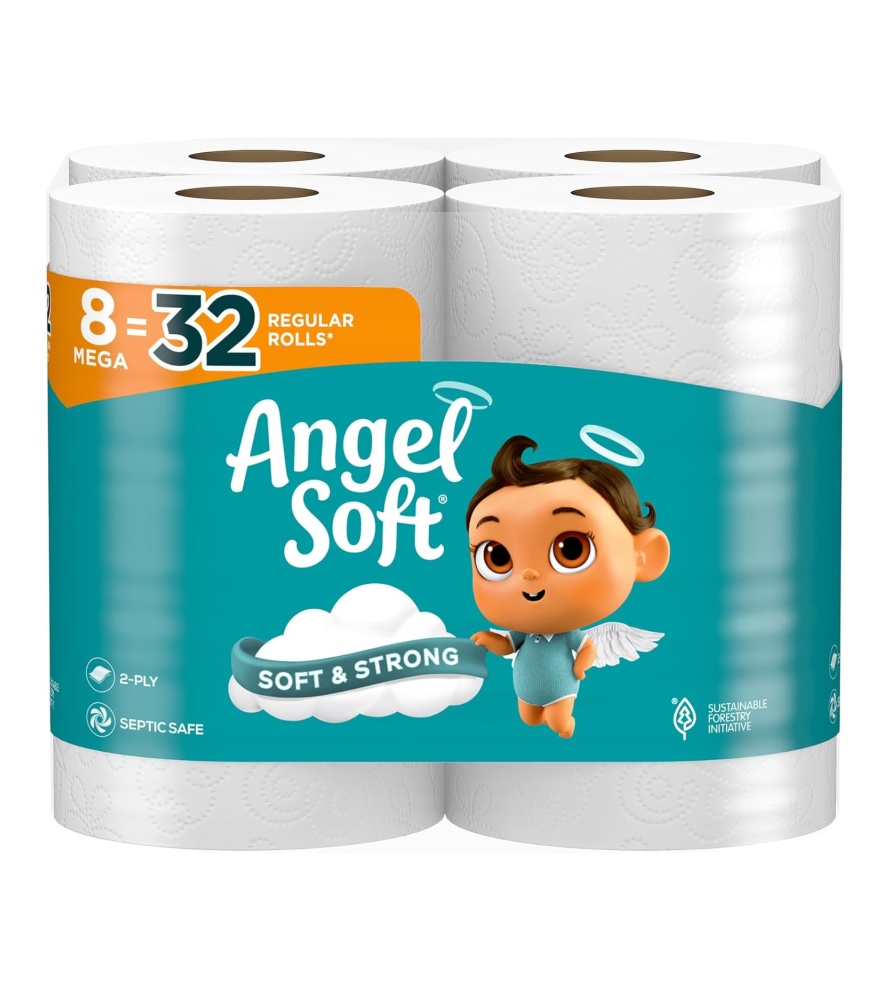 Angel Soft Toilet Paper, 48 Mega Rolls = 192 Regular Rolls, Soft and Strong Toilet Tissue