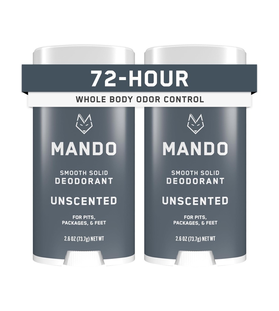 Mando Whole Body Deodorant For Men – Smooth Solid Stick – 72 Hour Odor Control – Aluminum Free, Baking Soda Free, Skin Safe – 2.6 ounce (Pack of 2) – Pro Sport