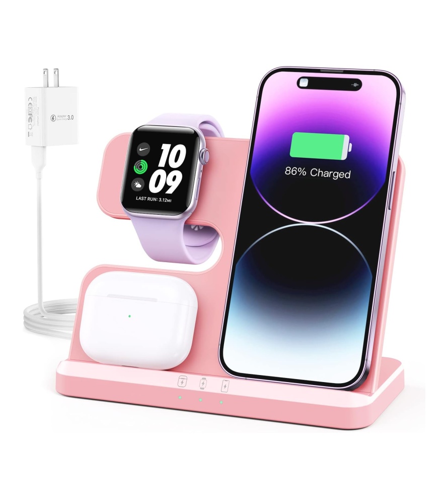 3 in 1 Charging Station for Apple Wireless Charger for iPhone 15 14 13 12 11 X 8 Series Wireless Charging Station for Multiple Devices for Apple Watch Charger for AirPods 2/3/Pro/Pro 2