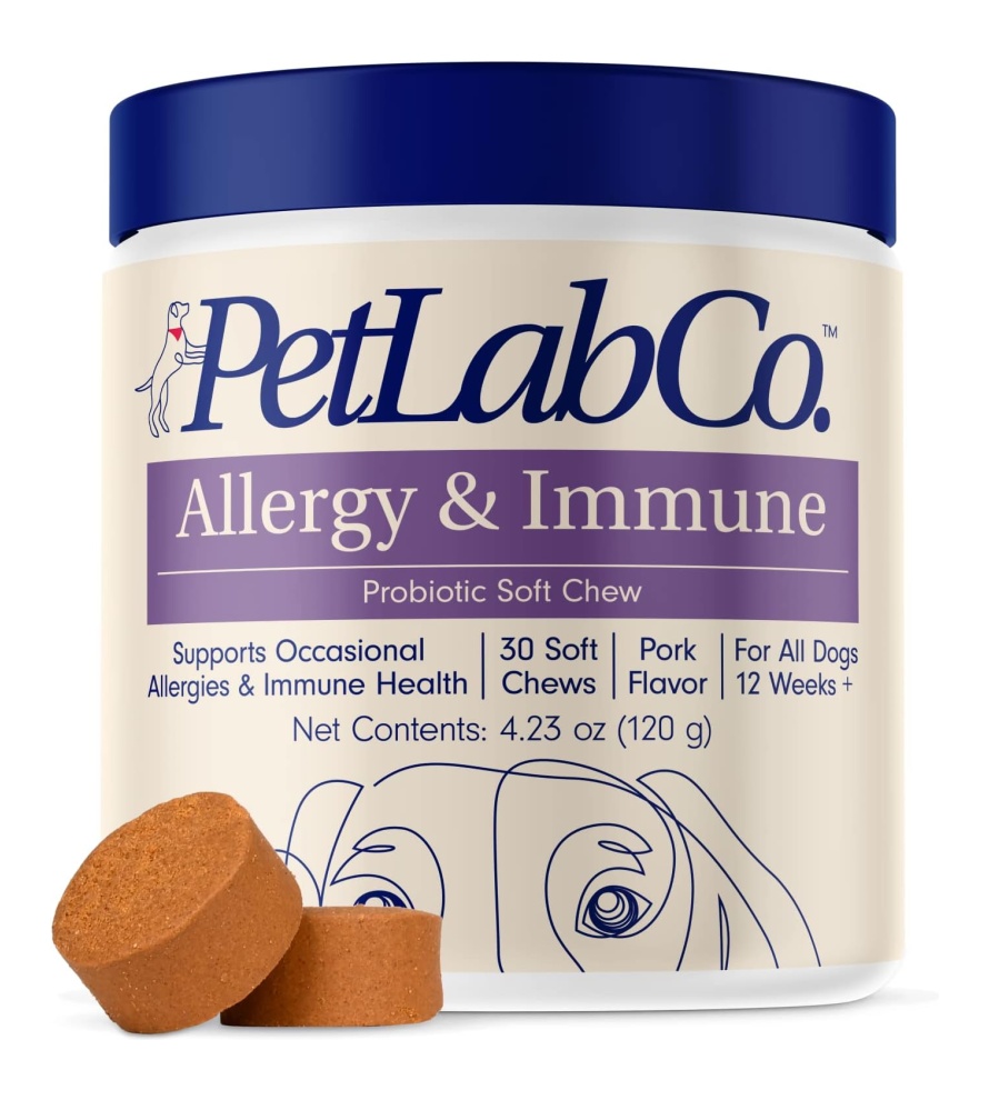 PetLab Co. Allergy & Immune Probiotics for Dogs, Support Seasonal Allergies, Gut & Digestive Health – Pork Flavor – 30 Soft Chews